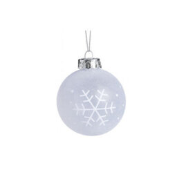 Melody Maison Set Of 3 Round White Frosted Snowflake Christmas Baubles - 8Cm - thumbnail 6