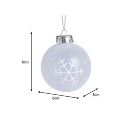 Melody Maison Set Of 3 Round White Frosted Snowflake Christmas Baubles - 8Cm - thumbnail 7