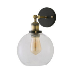Valuelights Sheridan Industrial Style Black And Gold Wall Light With Clear Glass Shade - thumbnail 7