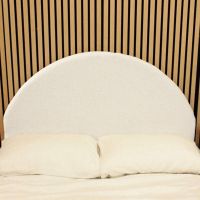 "Urban Textures - Lunara Luxury 26"" High Boucle Fabric Upholstered Arch Headboard Headboard - White" - image 1