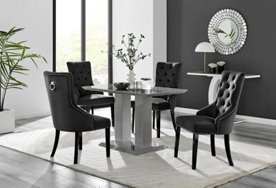 Furniturebox Uk Imperia 4 Grey Dining Table And 4 Black Belgravia Black Leg Chairs - image 1