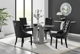 Furniturebox Uk Imperia 4 Grey Dining Table And 4 Black Belgravia Black Leg Chairs - thumbnail 1