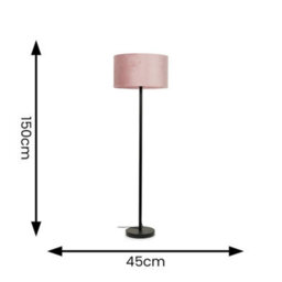 Valuelights Charles Black Floor Lamp With Blush Velvet Shade - thumbnail 4