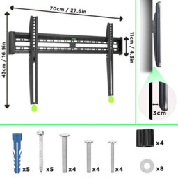 "Duronic Tvb121M Full Range Tv Bracket, Swivel And Tilt Wall Mount With Vesa 600X400 For Flat Screen Television 37-65""" - thumbnail 2