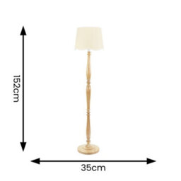 Valuelights Victoria Light Wood Candlestick Floor Lamp With Linen Scallop White Trim Tapered Shade - thumbnail 6