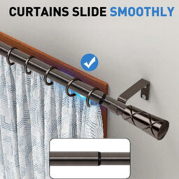 Ameha Cylinder Design Curtains Pole Extendable Durable Metal Curtains Rod (120-210 Cm,48 Inch To 84 Inch , Black Nickel) - thumbnail 2