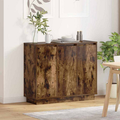 Berkfield Sideboard With Led In Smoked Oak - 90X32X75 Cm - Made Of Engineered Wood - image 1