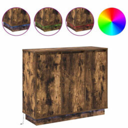 Berkfield Sideboard With Led In Smoked Oak - 90X32X75 Cm - Made Of Engineered Wood - thumbnail 4
