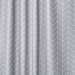 Neel Blue Grey Chevron Polyester Shower Curtain, Water-Resistant Bathroom Curtain With 12 Hooks - 180X200Cm - thumbnail 7