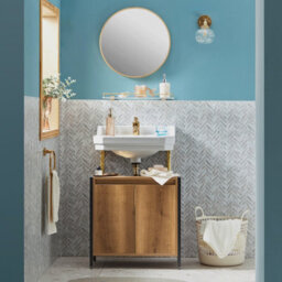 Sobuy Under Sink Storage Cabinet With Doors Brown Bathroom Furniture - thumbnail 2