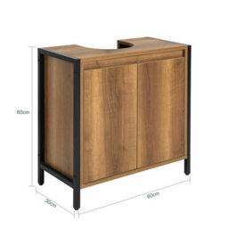 Sobuy Under Sink Storage Cabinet With Doors Brown Bathroom Furniture - thumbnail 3