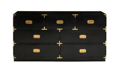 Buttercup Farm Sarter Seven Drawer Chest - Mango Wood - L43 X W145 X H77 Cm - Black/gold - image 1