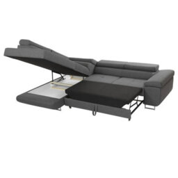 Torezio Corner Sofa Bed Has Adjustable Headrests Bedding Storage Polyurethane Foam Wave Springs 274X203Cm Mustard Left - thumbnail 4