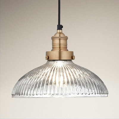 Industville Brooklyn Glass Dome Pendant, 12 Inch, Brass Holder - image 1