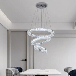 Crystal Chandelier Silver Led Ceiling Lights Pendant 3 Color Lights - thumbnail 2