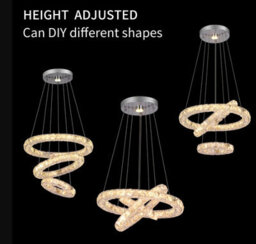 Crystal Chandelier Silver Led Ceiling Lights Pendant 3 Color Lights - thumbnail 6