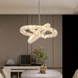 Crystal Chandelier Silver Led Ceiling Lights Pendant 3 Color Lights - thumbnail 3