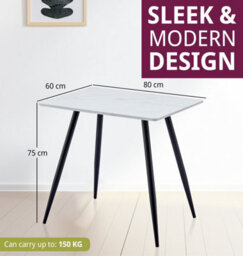 Hallowood Furniture Cullompton Small Dining Table (0.8M) With Marble Effect Top And Black Legs - thumbnail 3