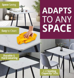 Hallowood Furniture Cullompton Small Dining Table (0.8M) With Marble Effect Top And Black Legs - thumbnail 5