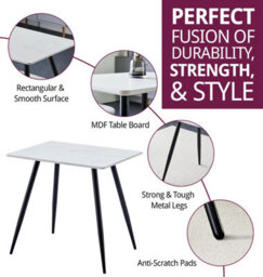 Hallowood Furniture Cullompton Small Dining Table (0.8M) With Marble Effect Top And Black Legs - thumbnail 2
