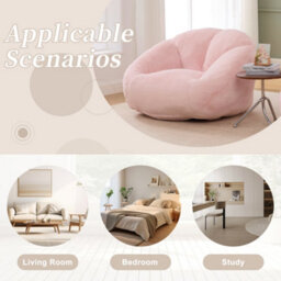 Abrihome Bean Bag Chair, Shell-Shaped Bean Bag Couch For Adults, Giant Bean Sofa With High-Rebound Memory Foam, Big Sofa For Reading - thumbnail 5