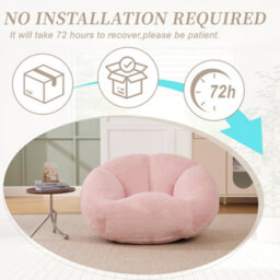 Abrihome Bean Bag Chair, Shell-Shaped Bean Bag Couch For Adults, Giant Bean Sofa With High-Rebound Memory Foam, Big Sofa For Reading - thumbnail 4