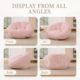Abrihome Bean Bag Chair, Shell-Shaped Bean Bag Couch For Adults, Giant Bean Sofa With High-Rebound Memory Foam, Big Sofa For Reading - thumbnail 7