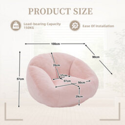Abrihome Bean Bag Chair, Shell-Shaped Bean Bag Couch For Adults, Giant Bean Sofa With High-Rebound Memory Foam, Big Sofa For Reading - thumbnail 8