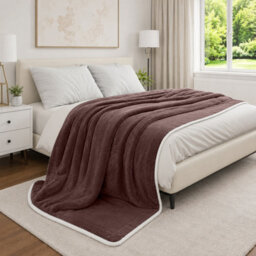 Moonlight Bedding Sherpa Fleece Throw Blanket Coffee King Soft Thick & Fluffy Reversible Throw For Sofa, Bed & Travel Blanket - thumbnail 7