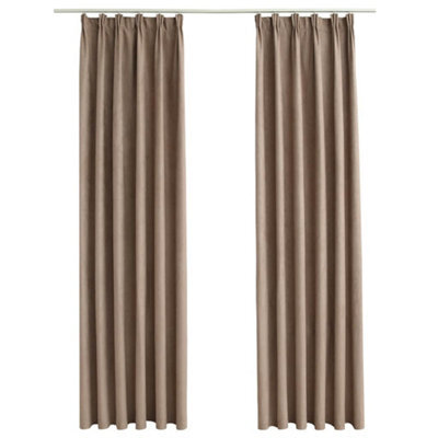 Berkfield Elegant Blackout Curtains With Hooks 2 Pcs Taupe 140X175 Cm