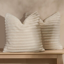 OHS 4 X Faux Fur Thick Rib Cushion Covers, 45 X 45Cm - Natural - thumbnail 2