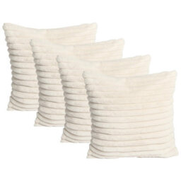 OHS 4 X Faux Fur Thick Rib Cushion Covers, 45 X 45Cm - Natural - thumbnail 1