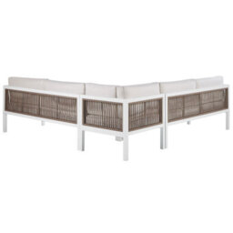 Beliani Garden Corner Sofa With Table 4 Seater Borello Left Hand Metal Beige - thumbnail 6