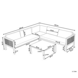Beliani Garden Corner Sofa With Table 4 Seater Borello Left Hand Metal Beige - thumbnail 3