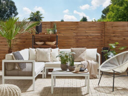 Beliani Garden Corner Sofa With Table 4 Seater Borello Left Hand Metal Beige - thumbnail 2