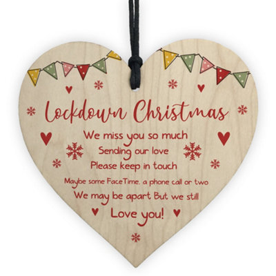 Red Ocean Lockdown Christmas Gift For Friend Family Wood Heart Tree Hanging Decoration Gifts - image 1