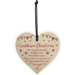 Red Ocean Lockdown Christmas Gift For Friend Family Wood Heart Tree Hanging Decoration Gifts - thumbnail 5