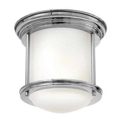 Luminosa Lighting Elstead Hinkley Hadrian 1 Light Flush Mount Chrome With Opal Glass Ip44 - image 1