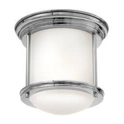 Luminosa Lighting Elstead Hinkley Hadrian 1 Light Flush Mount Chrome With Opal Glass Ip44 - thumbnail 1