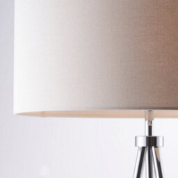 Sleek Tripod Floor Lamp Chrome E27 Free Standing Lounge Light & Ivory Shade - thumbnail 4