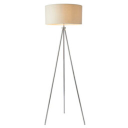 Sleek Tripod Floor Lamp Chrome E27 Free Standing Lounge Light & Ivory Shade - thumbnail 1