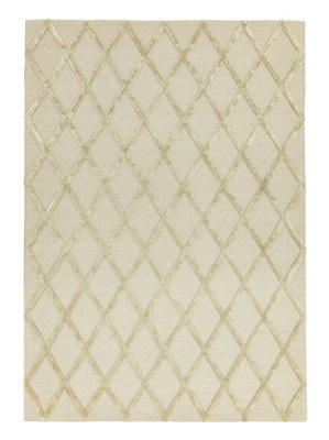 Cream Handmade Luxurious Modern Wool Rug For Bedroom & Living Room-120Cm X 170Cm - image 1