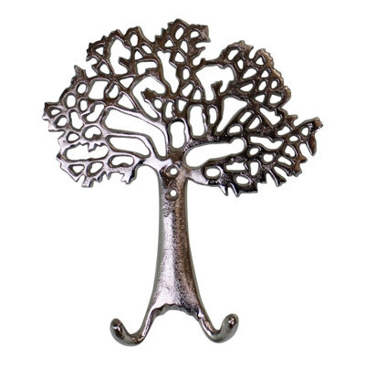 Aluminium Tree Of Life Double Wall Hook Solid Cast Coat Hanger, Hallway Storage Hook, Housewarming Gift, 27X23X3Cm