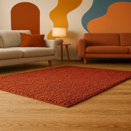 Uetian Large  Terracotta Shaggy Rug (160X230) Cm Soft Texture Soft 5Cm Pile Thickness For Living Room Bedroom