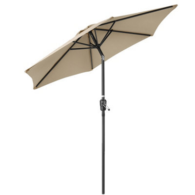 Garden Parasol Umbrella Aluminium Patio Sun Shade Uv With Crank 2.4M Christow - image 1