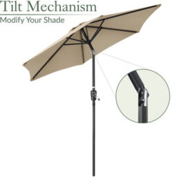 Garden Parasol Umbrella Aluminium Patio Sun Shade Uv With Crank 2.4M Christow - thumbnail 4