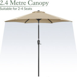 Garden Parasol Umbrella Aluminium Patio Sun Shade Uv With Crank 2.4M Christow - thumbnail 3
