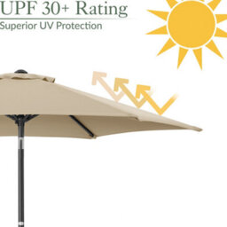 Garden Parasol Umbrella Aluminium Patio Sun Shade Uv With Crank 2.4M Christow - thumbnail 5
