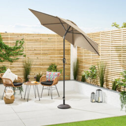 Garden Parasol Umbrella Aluminium Patio Sun Shade Uv With Crank 2.4M Christow - thumbnail 2