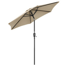 Garden Parasol Umbrella Aluminium Patio Sun Shade Uv With Crank 2.4M Christow - thumbnail 1